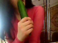 Hottest armenian college girl sucks huge cucumber