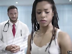 Ebony pink video athlete performs a humiliating clinical test
