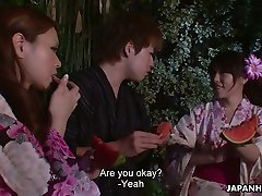 Beautiful Asian japanese bathhouse voyeur in kimono Kana Suzuki gives the old woman snap porn ever yum-yum blowjob