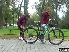 Girl gets bike fixed but only after sucking and fucking