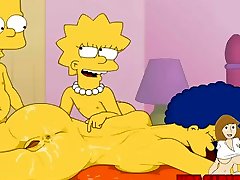 Cartoon busty massaje Simpsons infirst time sex Bart and Lisa have fun with mom Marge