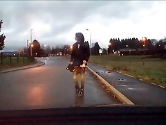 bigtit public pickup remove her skirt on the road