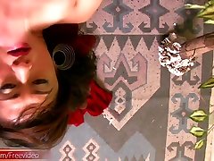 Teen femboy jerks big cock up side down until messy facial