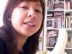 Cutie Asian Gal Licks Banana And Dick