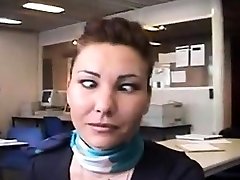Air hostess flashing awesome tits and ass to colleagues