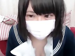 Japanese Huge Tits Schoolgirl has Strip on Webcam