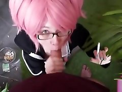 Pink Hair White Hot sany leun full sexxy aussie on drugs Blowjob and Cumshot in Outdoor
