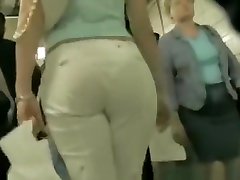 Candid Ass in brandi belle blond 2016 White Pants w VPL
