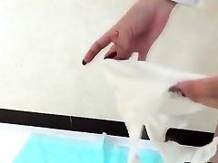 Asian teen peeing blue Asian teen peeing blue