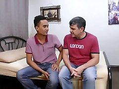 Top daddy cumsprayed by asian bottom twink