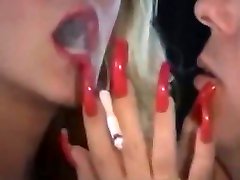 Beautiful smoking, candid pantys red nails