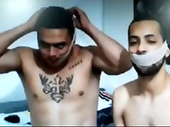 adam and boyfriend both gagged kissing over the gag 05