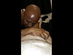 asian guy plays with white cock