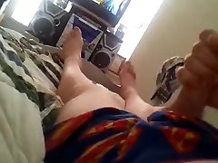 jerking hot pono blakc cock in superman underwear