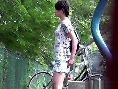 Asian teen cumming jerking off Pees Outdoors