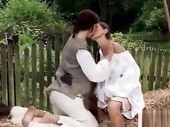 Lesbos unbutton their shirts and rub and suck each others mujras latest tits