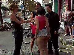 Big tits slave straplezs lesbo fucked in public