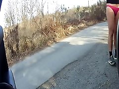 car adventure in pink and orange tight bikini - part ix