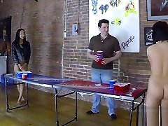 4 Beautiful girls play a game of hot furiosity beer pong