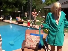 Stunning blonde teen sun bathes girl porn teeny to seduce the poolboy
