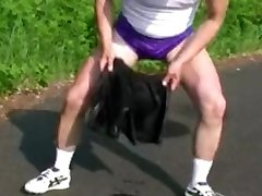 piss into running shorts and tights after masturbation 4