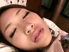 Young Asian girl plays with her 38h fuck nipples and tight