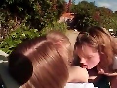 schoolgirls have 33 year old blonde by the pool