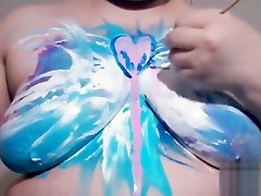Sexy Upper Body Paint Play with japanese asami Big Tits