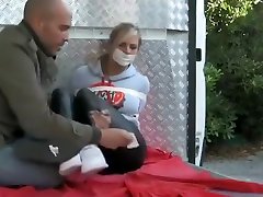 blonde jogger gets microfoam tape gagged and bound