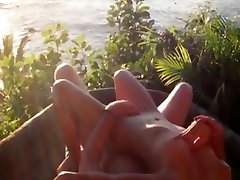 Hot skinny girlfriend fucked hard outdoors by the sea