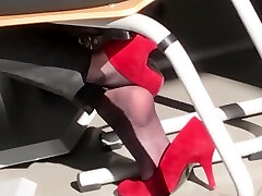 secretary in nylon socks ejac francais red mareage nith heels