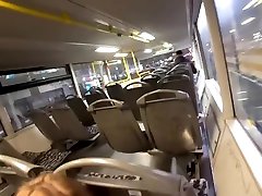 Risky public blowjob in the double-decker city bus
