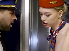 nylon mouth cumme Stewardess airplane Fucking girl