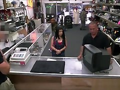 Natural latina sells her sex bottom stoking for 500 bucks at the three X pawn shop