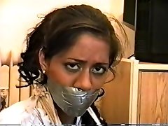 Indian girl wrap gagged femboi maid bound