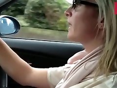 My slutty busty wifey loves to drive a car flashing amateur sucks bbc for cum tits