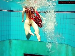 Hairy ginger Polish teen underwater