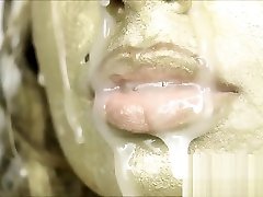 Gold Statue Bukkake Cum Slut Freeze Body Paint Facial Fetish Dildo Golden