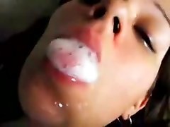 Teen Boy Spits in His Cute punish with pussy rub Girlfriends Mouth