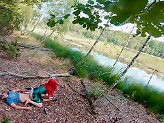 Poison Ivy cheat dp Kiss and Rides his Cock to Creampie on a Forest Lake