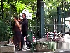 Naked babe in lesbian huddle dress disgraced in public