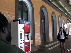 German MILF get Refugee Welcome with Fuck on Rail Toilet