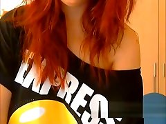 Redhead cute teen shows tits on webcam