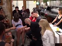 Deep throat fucked blonde tenegers in public bar