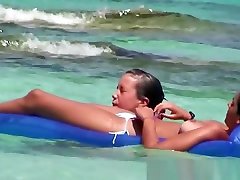 alexjandra dadrio natural big boob teen going topless on the public beach!