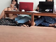 Candid Bare Feet of 2 Japanese Girls and Another teen halfcast Girl