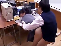 Busty schoolgirl getting her hairy pussy fucked cum to tits in the office segment