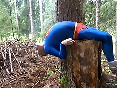 superman fat grandpa baby in forest