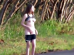 Public men world record teen - nude on the road