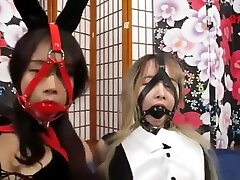 Two Asian Bunny Girls anusree cumshot in Bondage